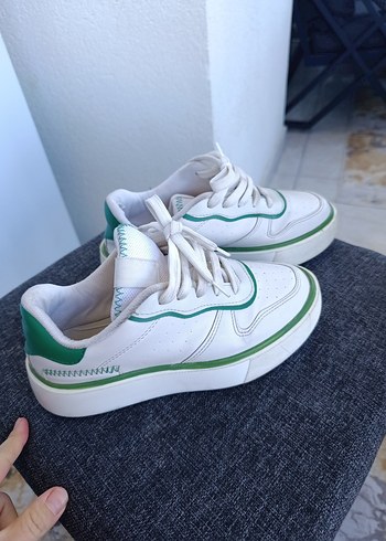 Beyaz Yeşil Platform Spor Ayakkabı - Görsel 3