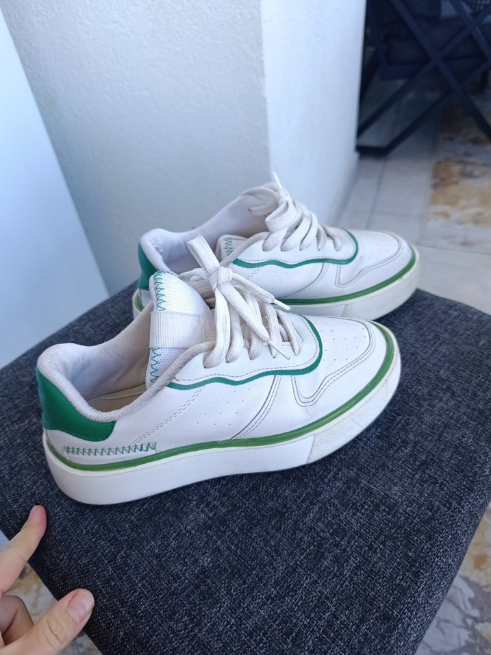 Beyaz Yeşil Platform Spor Ayakkabı - Görsel 3