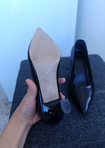 Siyah Yılan Desenli Pliseli Stiletto - Görsel 5