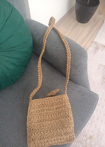 Mango Bej Örgü Bohem Plaj Çantası