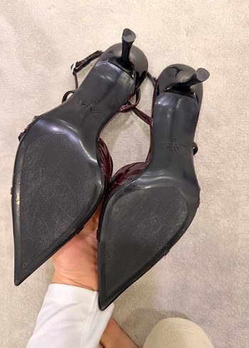 Kahverengi Deri Stiletto Topuklu Kadın Ayakkabı - Görsel 3