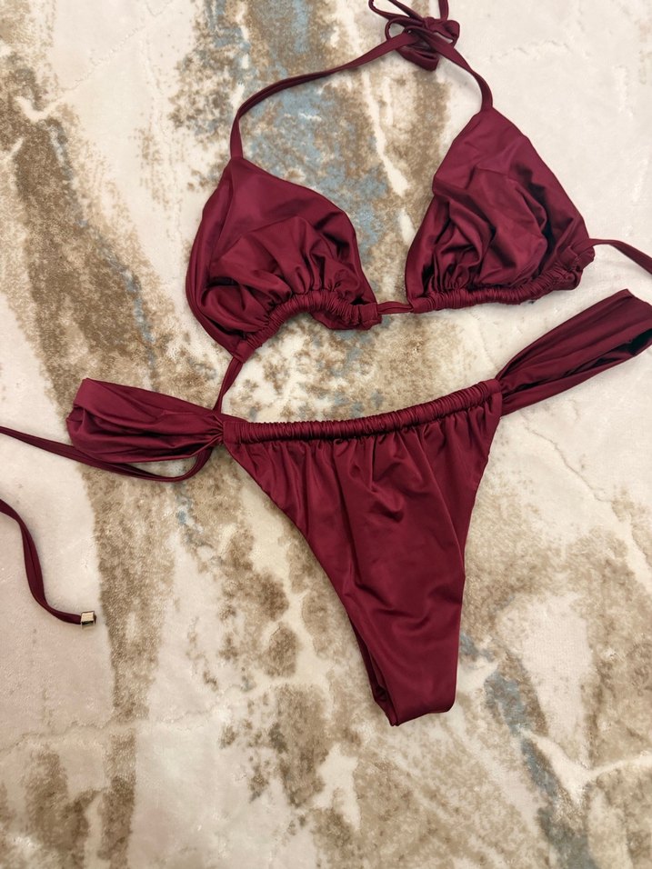 Bordo İpli Kadın Bikini Takımı - Görsel 2