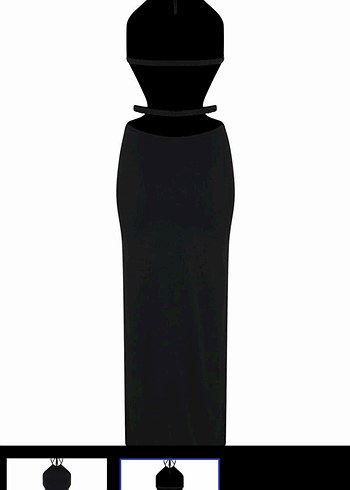 Siyah Uzun İnce Askılı Gotik Elbise - Görsel 6