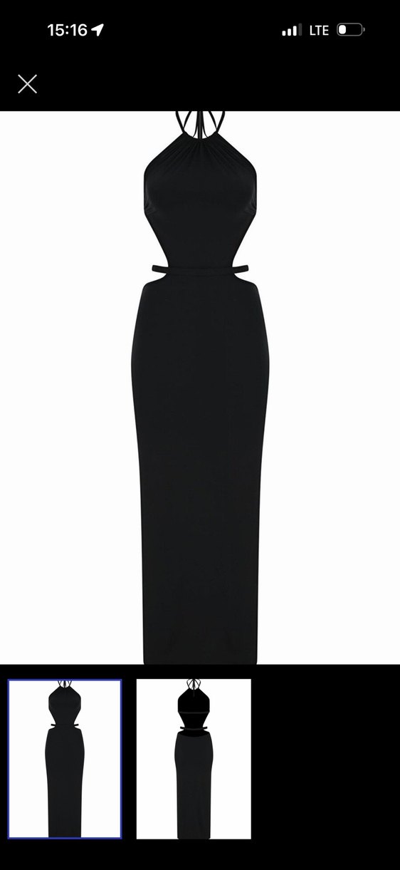 Siyah Uzun İnce Askılı Gotik Elbise - Görsel 5