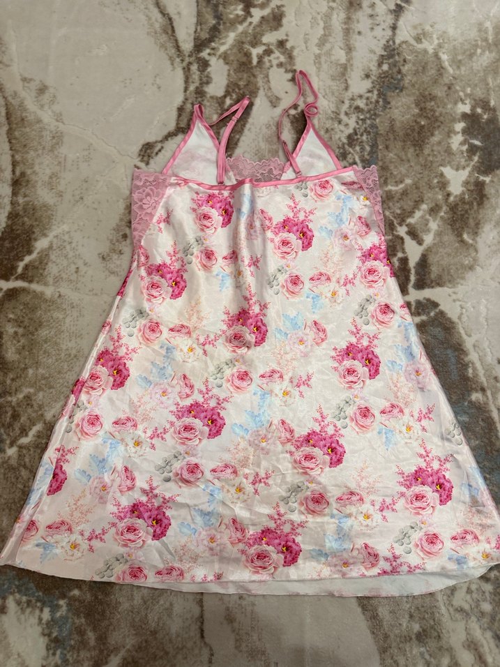 Çiçek Desenli Pembe Bohem Midi Gecelik - Görsel 2