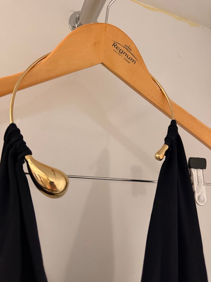 Siyah Drapeli İnce Askılı Kadın Mayo - Görsel 3