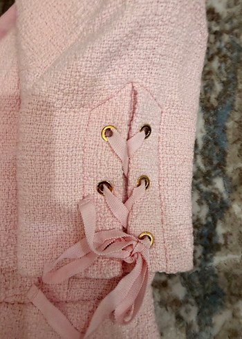 Düğmeli, Mini, Pembe Kadın Takım - Görsel 6