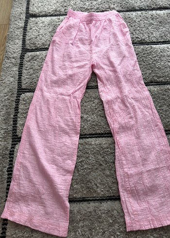 Diğer Rahat Ve Sik Acik Pembe Keten Pantolon