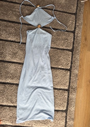 Diğer Acik Mavi Minimal Halter Elbise