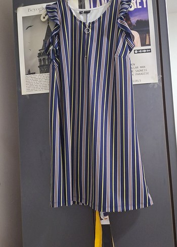 Çizgili  Kollu Kadın Elbise - Görsel 5