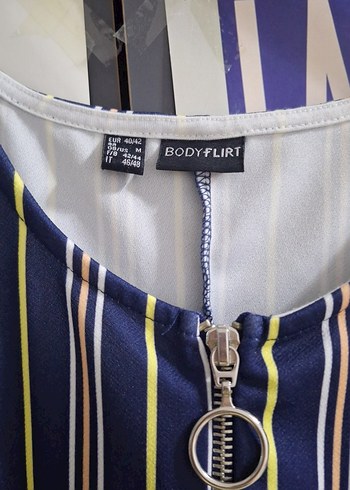 Çizgili  Kollu Kadın Elbise - Görsel 3