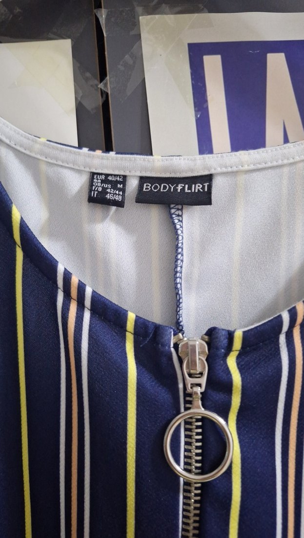 Çizgili  Kollu Kadın Elbise - Görsel 3