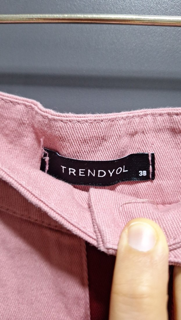 bordo Pembe renkli  Düğmeli Kumaş Kadın Pantolon - Görsel 3