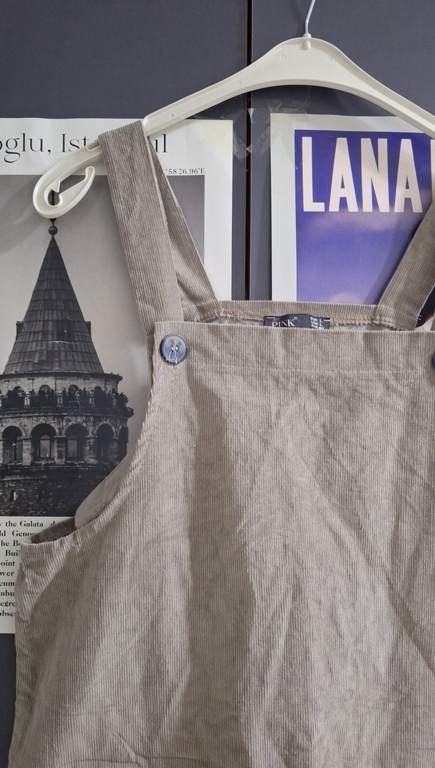 Bej Renkli askılı Elbise - Görsel 2