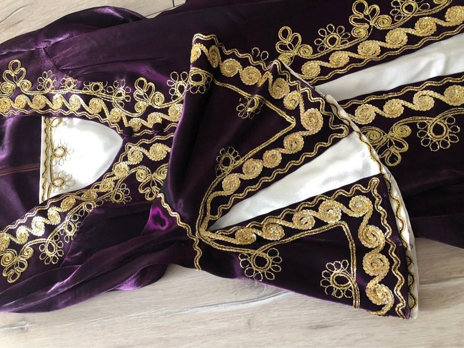 Mor Bindallı gold işlemeli kına elbisesi - Görsel 5