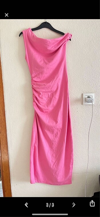 m Beden STRADİ PEMBE BÜZGÜLÜ ELBİSE