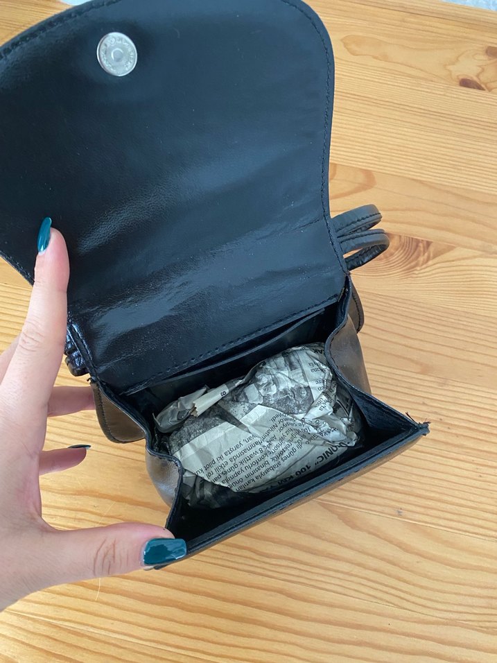 Siyah Deri Kadın Gece Çantası - Görsel 4