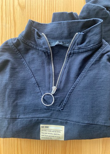 Kadın Siyah Yarım Fermuarlı Sweatshirt - Görsel 4