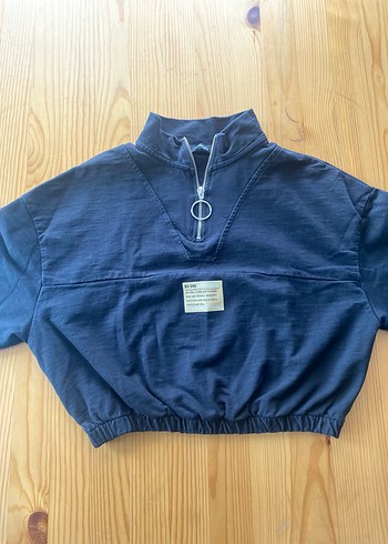 Kadın Siyah Yarım Fermuarlı Sweatshirt - Görsel 2