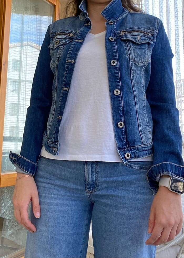 Mavi jean ceket - Görsel 3