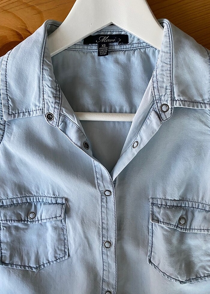 Mavi Kot Gömlek - Görsel 3