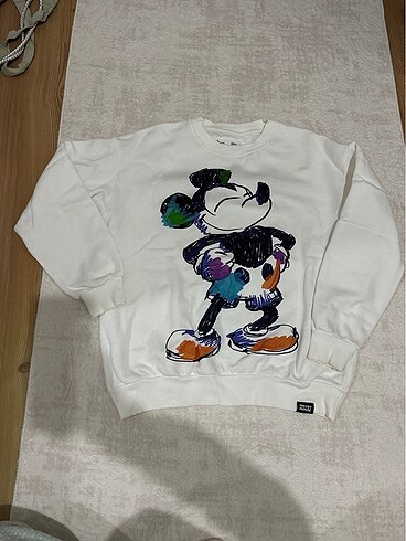 Micky mouse detaylı arkası önü baskılı sweatshirt