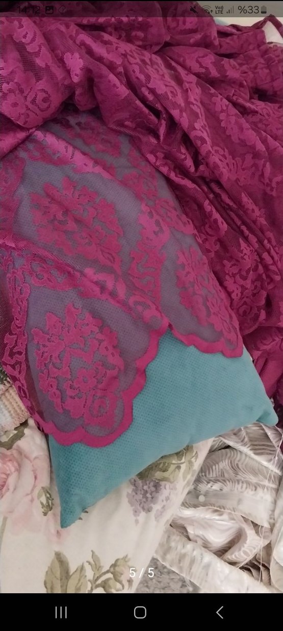 Bordo Desenli Geleneksel Perde - Görsel 5