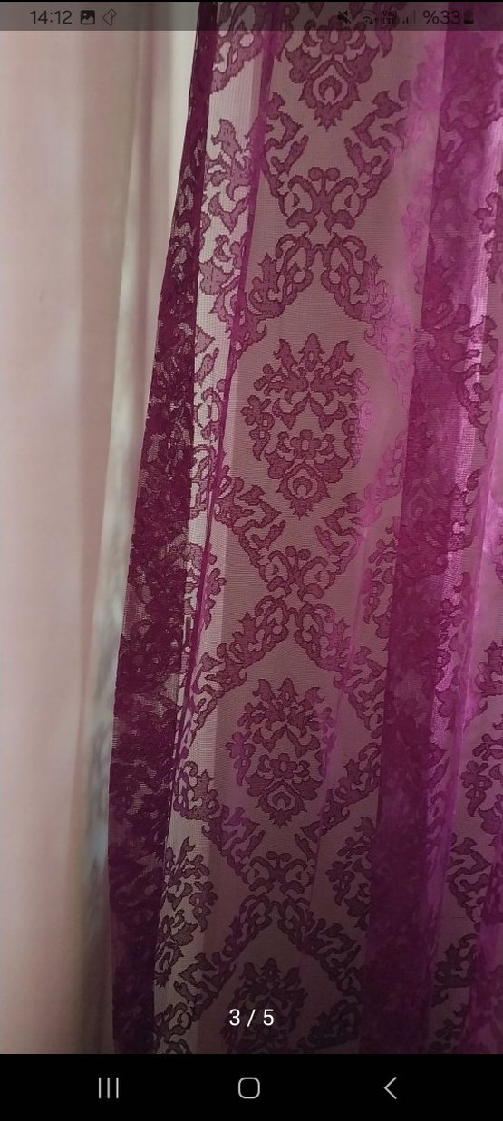 Bordo Desenli Geleneksel Perde - Görsel 3