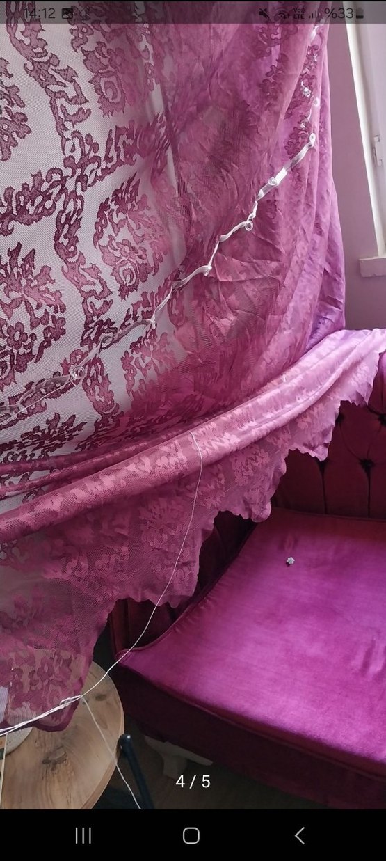 Bordo Desenli Geleneksel Perde - Görsel 4