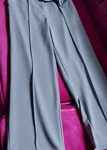 Gri Kadın Kumaş Pantolon Pilili Regular Fit - Görsel 3