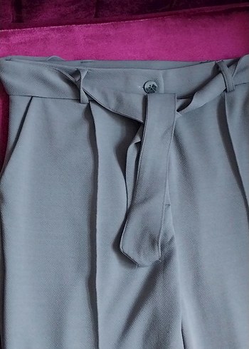 Gri Kadın Kumaş Pantolon Pilili Regular Fit - Görsel 2