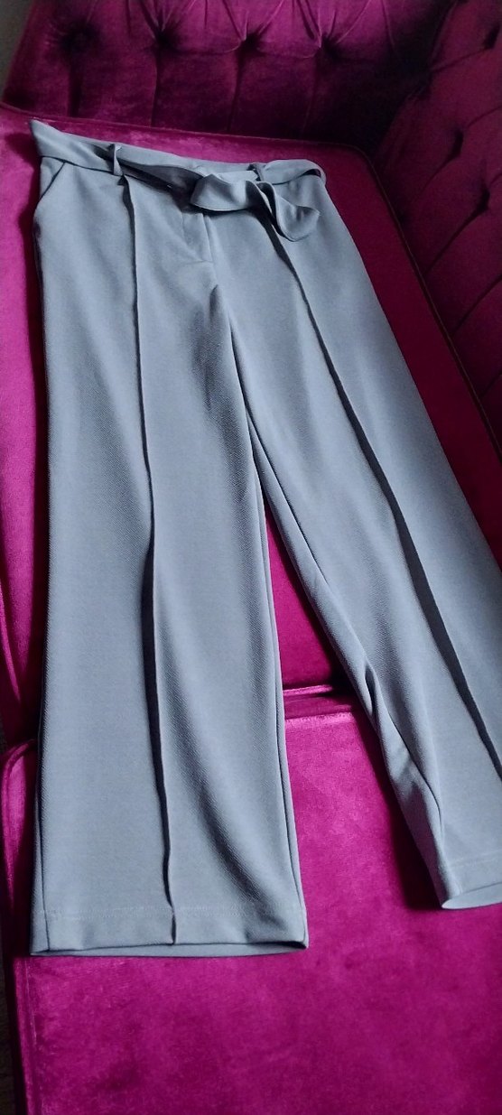 Gri Kadın Kumaş Pantolon Pilili Regular Fit - Görsel 3