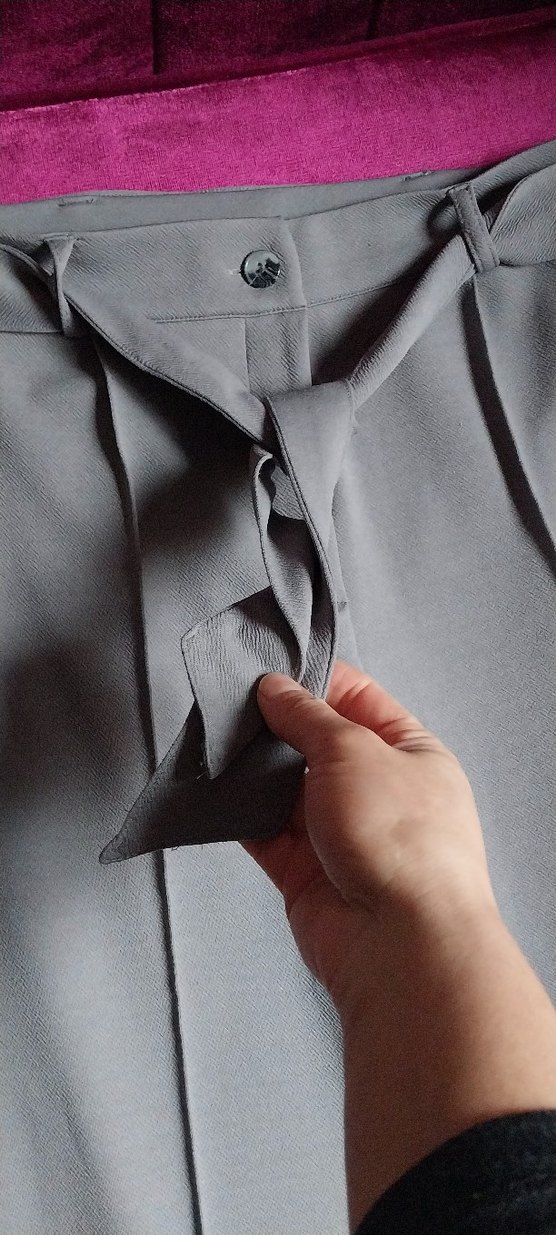 Gri Kadın Kumaş Pantolon Pilili Regular Fit - Görsel 4