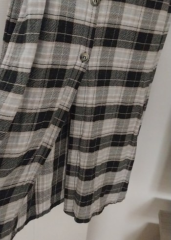 Uzun Gri Kareli Kadın Elbise - Görsel 2