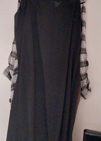 Uzun Gri Kareli Kadın Elbise - Görsel 7