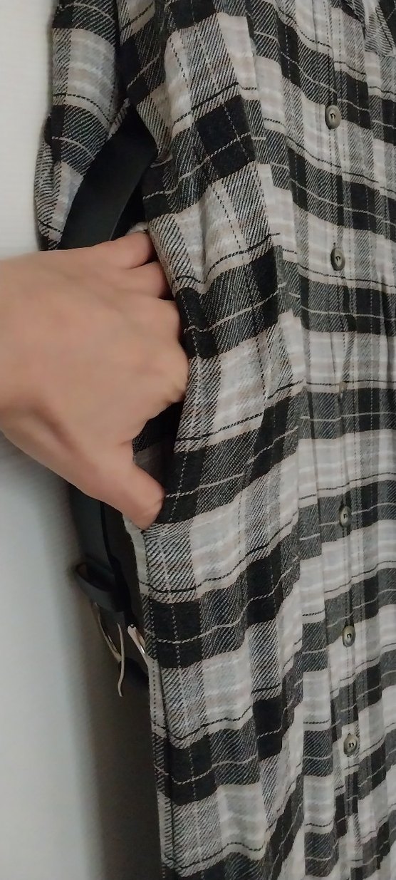 Uzun Gri Kareli Kadın Elbise - Görsel 5