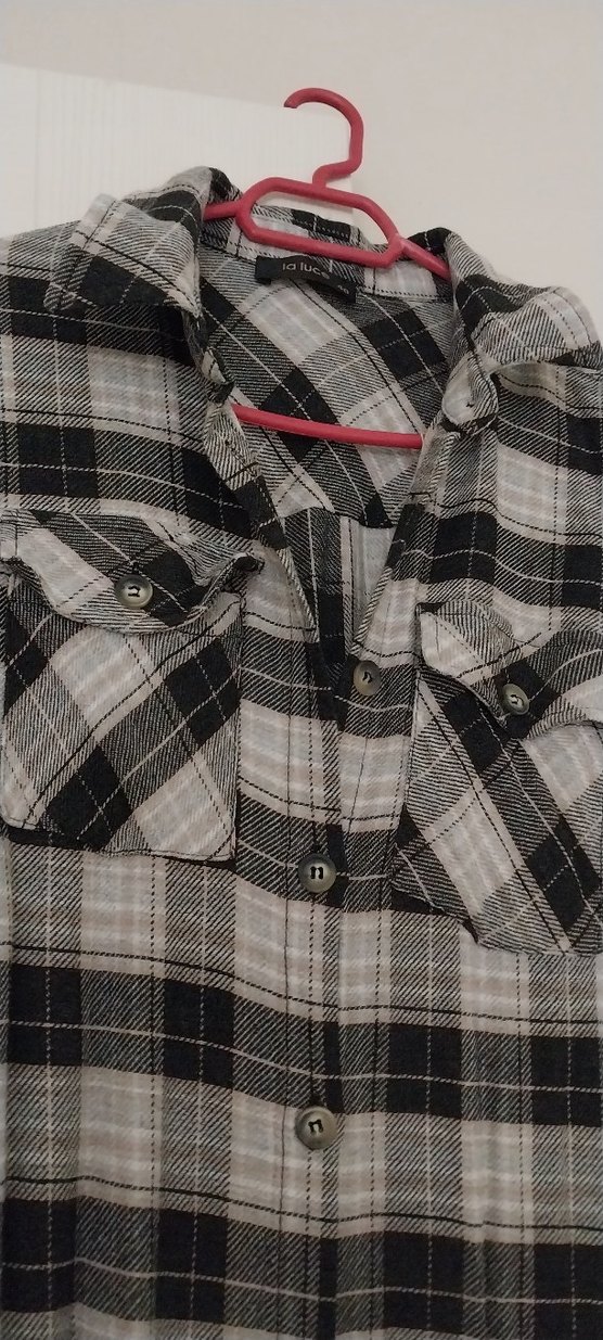 Uzun Gri Kareli Kadın Elbise - Görsel 4