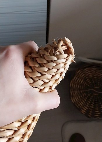 Duvara Asılan Bej Hasır Sepet - Görsel 3