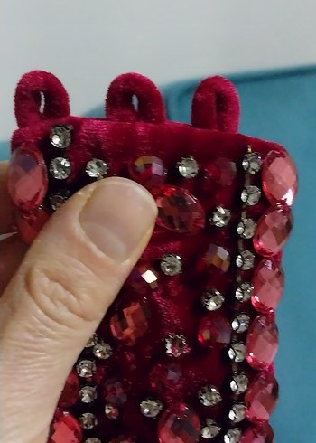 Bordo Boncuklu Kadın boyunluk - Görsel 3