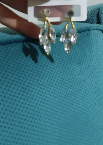 Mavi İşlemeli Parlak Midi Küpeler - Görsel 2