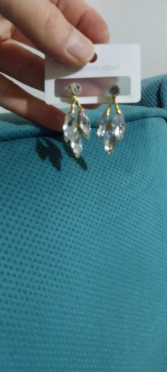 Mavi İşlemeli Parlak Midi Küpeler - Görsel 2