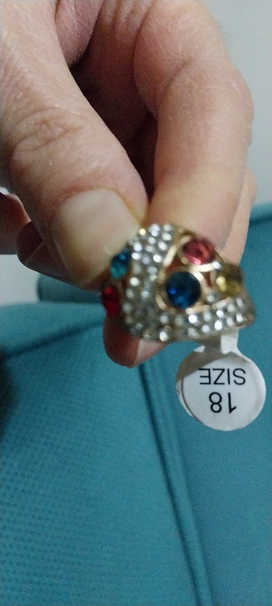 Zincir Detaylı Mavi Pastel Yüzük - Görsel 2