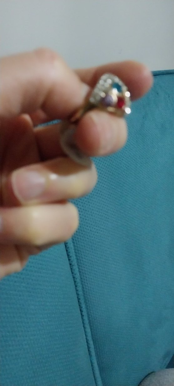 Zincir Detaylı Mavi Pastel Yüzük - Görsel 3