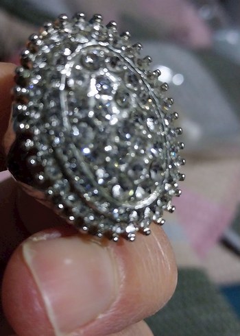 Vintage Payetli Gri Kadın Yüzük - Görsel 3