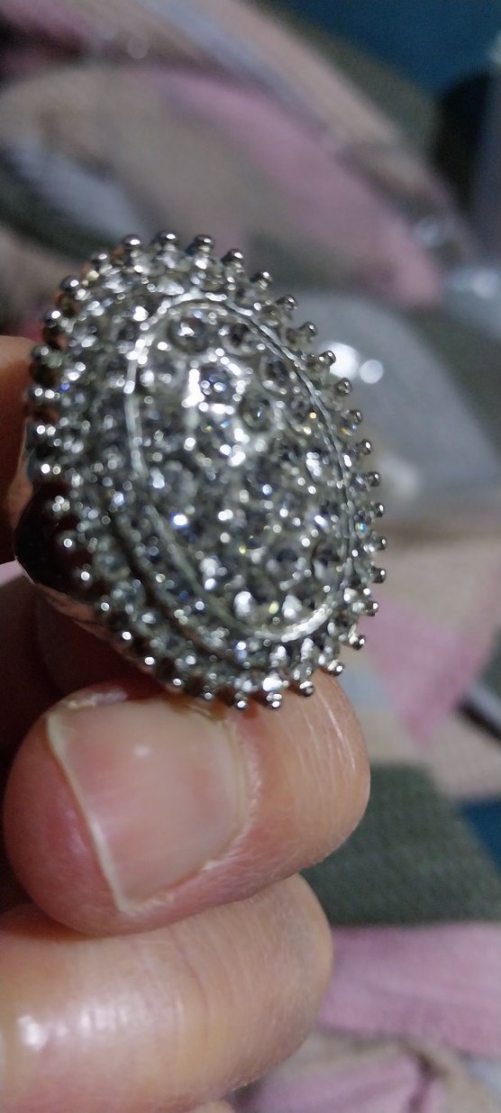 Vintage Payetli Gri Kadın Yüzük - Görsel 3