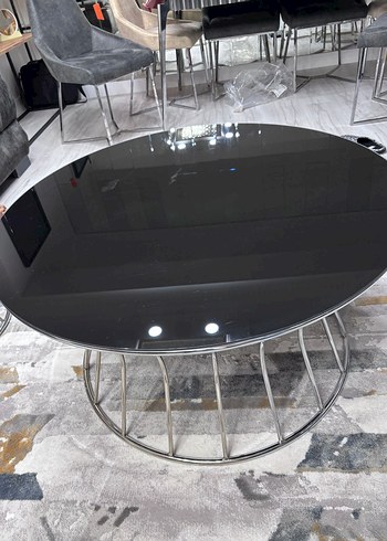 Yuvarlak Siyah Dekoratif orta sehpa - Görsel 3