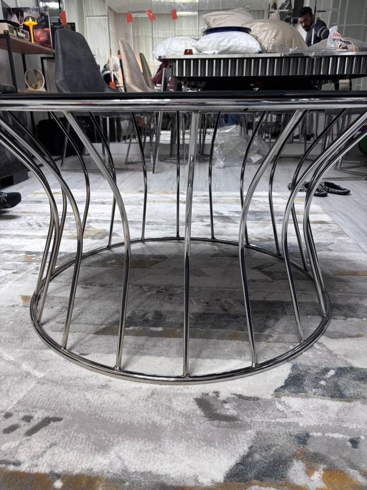 Yuvarlak Siyah Dekoratif orta sehpa - Görsel 4