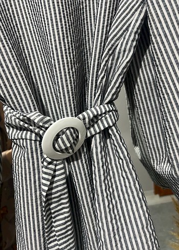 Gri Zebra Desenli Kemerli Hamile Bluzu - Görsel 2