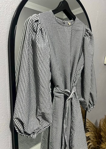 Gri Zebra Desenli Kemerli Hamile Bluzu - Görsel 3