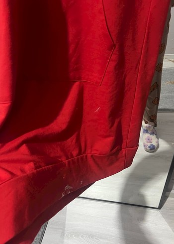 Parlak Kırmızı Kadın Uzun Kollu Salaş Elbise - Görsel 3